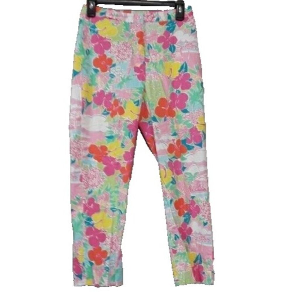 Lilly Pulitzer Womens Ankle‎ Crop Pants Size 0 Island Floral Skinny Colorful